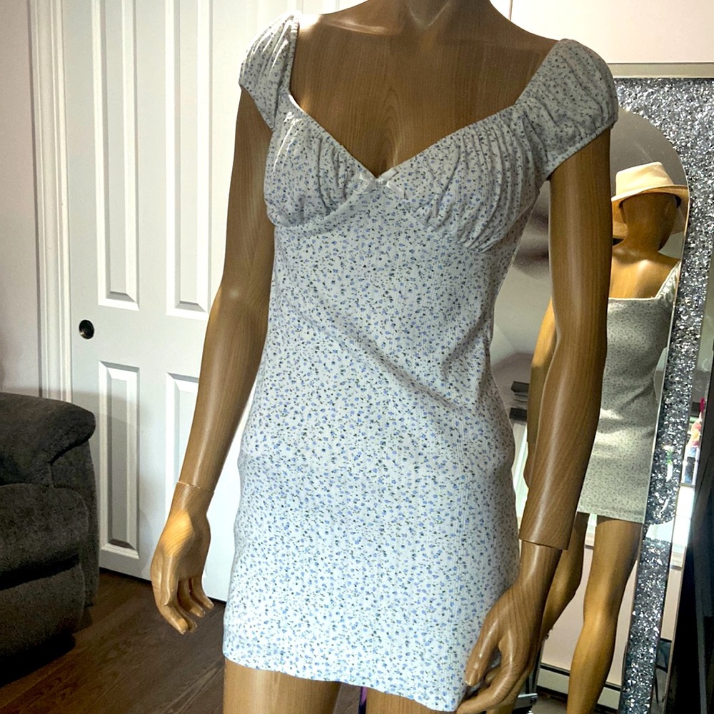 Dolls kill x blue blush collab white and blue floral dress size M